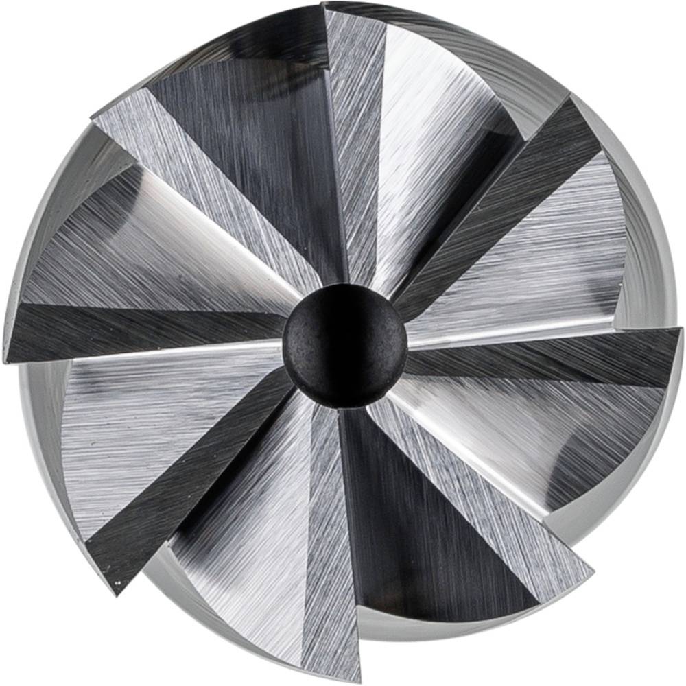 Eine Nahaufnahme eines metallenen Schneidwerkzeugs mit mehreren schräg verlaufenden Klingen, die sich in der Mitte treffen.