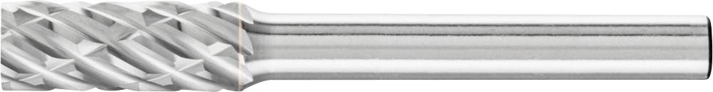 Ein Frässtift mit geriffelter Spitze für Metallbearbeitung. Der Schaft ist glatt und zylindrisch, ideal für präzise Fräsarbeiten.