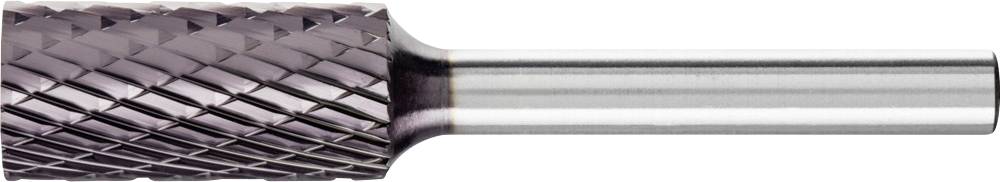 Fräser mit kreuzförmiger Verzahnung für Metallbearbeitung, zylindrische Form mit kurzem Griff. Ideal zum Formen und Glätten von Oberflächen.