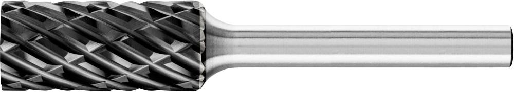 Zylindrische Frässtange mit spiralförmigen Rillen für Metallbearbeitung, Seitenansicht mit glatter Metallbasis.