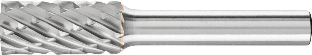 Ein zylindrischer Fräser mit spiralformen Schneiden aus Metall, verwendet für präzise Bearbeitung von Materialien in der Fertigungsindustrie.