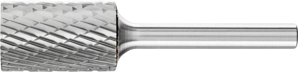 Zylindrischer Frässtift mit Kreuzverzahnung aus Metall, auf hellem Hintergrund. Verwendet zum Schleifen, Glätten oder Gravieren.