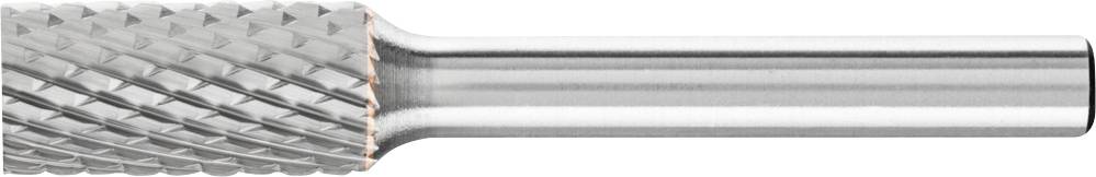 Ein zylindrischer Frässtift mit geriffelter Spitze und glattem Schaft, oft verwendet für Präzisionsbearbeitung in der Metallverarbeitung.