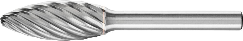 Metallfräser mit spiralförmigen Schneidzähnen. Used in metalworking for shaping or cutting metal materials.