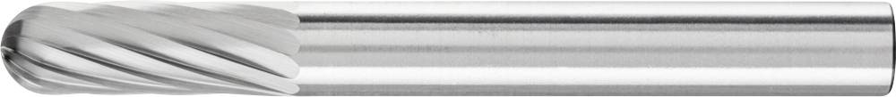 Ein silberner Fräser mit spiralförmigen Schnittkanten zeigt die metallische Werkzeugoberfläche, geeignet für präzise Materialbearbeitung.