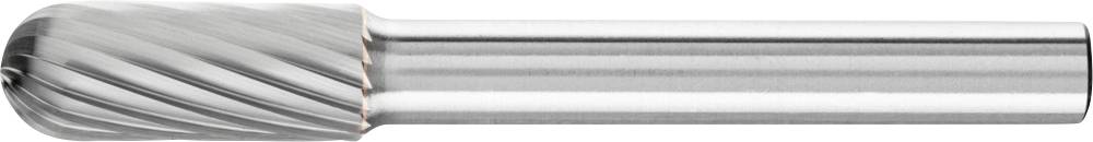 Ein silberner Frässtift mit spiraliger Nut, geeignet für präzise Metallbearbeitung.