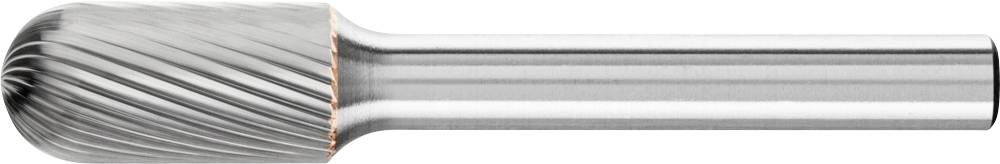 Fräser aus Metall mit spiralverzahnten Zähnen, zylindrisch geformt, zum Bearbeiten von Materialien wie Metall oder Kunststoff.