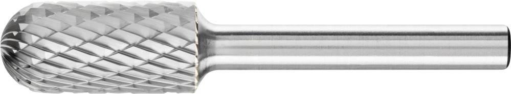 Schleifstift aus Metall mit runder, strukturierter Spitze und glattem Schaft, verwendet zum Schleifen oder Polieren von Materialien.
