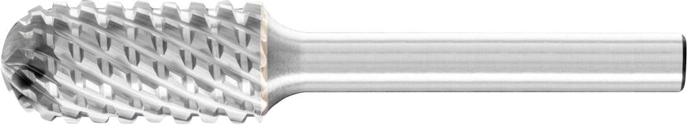 Zylinderfräser mit abgerundeter Spitze und scharfen Zähnen, geeignet für Metallbearbeitung oder präzises Fräsen in Handwerk und Industrie.