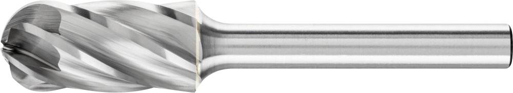 Metallschneidfräser mit spiralisierten Klingen und zylindrischem Schaft, verwendet zum Fräsen und Schleifen von Metalloberflächen.