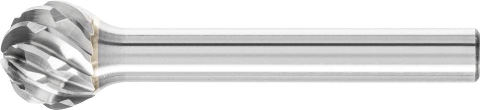 Metallfräser mit kugelförmigem Kopf und geradem Schaft, geeignet für Feinbearbeitung von Metallen in der Industrie.