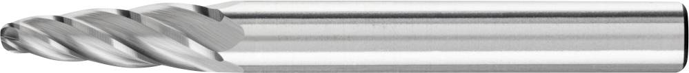 Metallfräser mit spiralförmigen Schneiden, geeignet für die Bearbeitung harter Materialien.