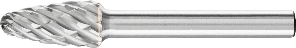 Hartmetallfräser mit kugelförmigem Kopf und spiralförmigen Schneiden, geeignet für die Bearbeitung von Metalloberflächen.
