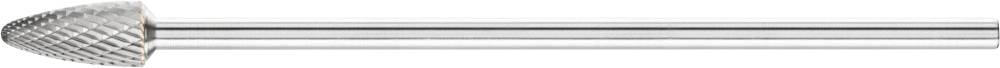 Metallfräser mit kegelförmigem Kopf und geriffelter Oberfläche.