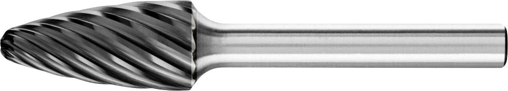 Metallfräser mit kegelförmigem Schneidkopf und spiralförmigen Rillen, geeignet zum Bearbeiten und Formen von Metalloberflächen.