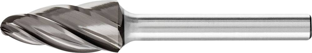 Ein Fräser mit spiralförmigen Schneiden aus glänzendem Metall, verwendet zum Schneiden oder Formen von Materialien in der Metallbearbeitung.