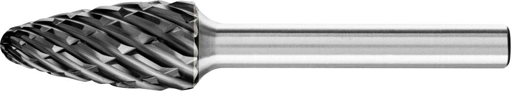 Zylinderförmiger Frässtift mit spiralförmigen Schneiden, verwendet für das Schleifen oder Fräsen von Materialien.