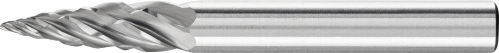 Mehrschneidiger Metallfräser aus Stahl, zylindrisch mit spiralförmigen Schneiden, geeignet für präzise Fräsarbeiten in der Metallbearbeitung.