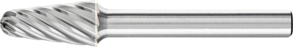 Ein zylindrischer Hartmetallfräser mit spiralförmigen Schneidkanten, geeignet für präzises Fräsen von Metalloberflächen.