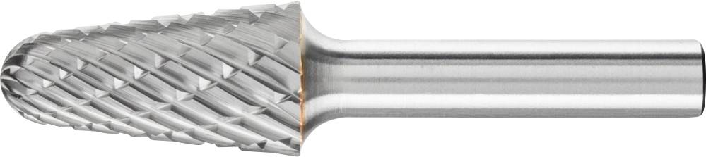 Metallschneidfräser mit rundem Kopf und spiralförmigen Schneidzähnen, verwendet für die Bearbeitung harter Materialien.