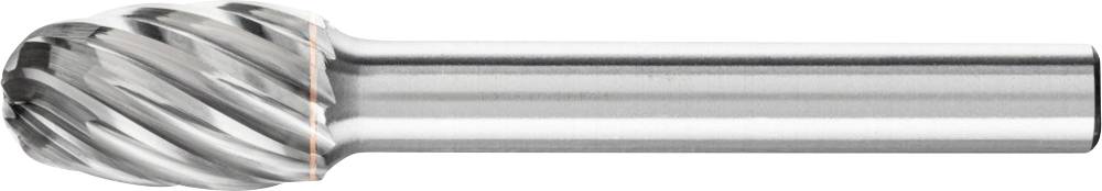 Ein zylinderförmiger Fräser aus Metall mit schraubenförmigen Schneidezähnen. Er wird zum Bearbeiten von Materialien verwendet.