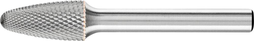 Metallfräser mit ovalem Schneidekopf und rautenförmiger Verzahnung. Geeignet für die Bearbeitung harter Materialien.