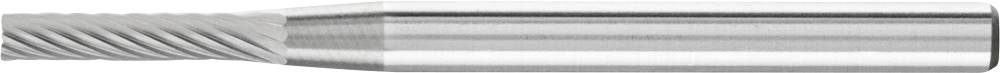 Silberner, zylindrischer Metallbohrer mit spiralförmigen Schneidkanten und glattem Schaft. Geeignet für präzises Bohren in Metall.