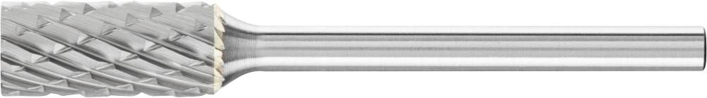 Metallfräser mit zylindrischer Form und kreuzverzahnten Schneiden, geeignet für die Bearbeitung von harten Materialien wie Metall.