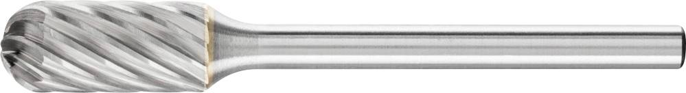 Ein zylindrischer Frässtift mit spiralförmigen Schneiden, geeignet für Metallbearbeitung, mit glatter Verlängerung für Maschinenhalterungen.