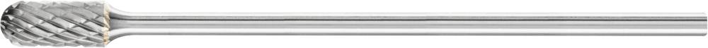 Ein zylindrisches, silbernes Fräser-Werkzeug mit rautengemusterter Spitze, geeignet für präzise Fräsarbeiten in verschiedenen Materialien.