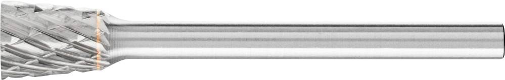 Ein beschichteter Frässtift mit zylindrischem Schaft und grobem Kreuzverzahnungsmuster zur Bearbeitung harter Materialien.