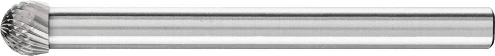 Ein silberner Frässtift mit einem zylindrischen Griff und gezahnter Spitze, geeignet für Präzisionsbearbeitung von Materialien.
