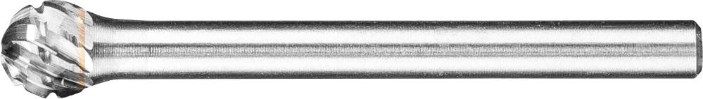 Ein rotierender Frässtift aus Metall mit geriffelter Fräskopfstruktur. Geeignet für präzises Bearbeiten von Werkstoffen wie Metall.