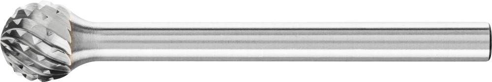 Ein Fräser aus Metall mit länglichem Schaft und kugelförmigem Kopf, verwendet zum Bearbeiten und Glätten von Oberflächen.