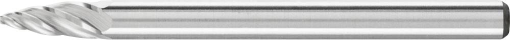 Metall-Fräser mit spiralisierten Schneidkanten und zylindrischem Schaft, verwendet zur Metallbearbeitung und Fräsprozessen.