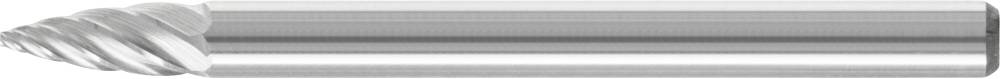 Ein silberner Spiralbohrer, zylindrisch geformt, mit scharfer Spitze, geeignet für präzises Bohren in verschiedene Materialien.