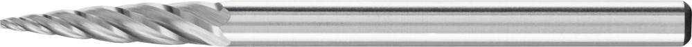 Silberner Fräser aus Metall mit spiralförmiger Schneide, verwendet für Präzisionsbearbeitung von Werkstoffen in Maschinenbau und Fertigung.