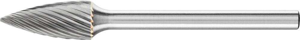 Ein konischer Fräser aus Metall mit geriffelten Schneiden, geeignet für präzises Bohren oder Schleifen in Werkstätten oder im Handwerk.