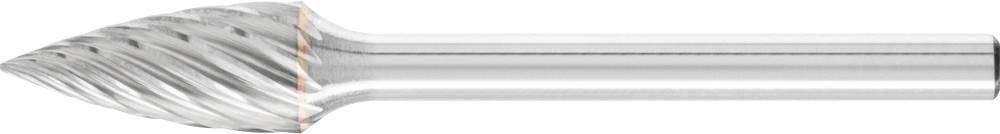 Fräser aus Metall mit konischer Spitze und spiralförmigen Schneidezähnen, ideal für präzises Fräsen und Bearbeiten von Materialien.