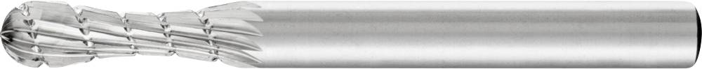 Ein silberner, zylindrischer Fräser mit spiralförmigen Schneidkanten, oft in der Metallverarbeitung verwendet.