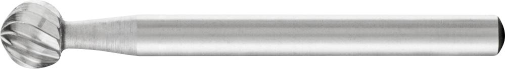Ein silberner, zylindrischer Metallfräser mit schneidender Spitze, der zum Bearbeiten von Materialien wie Metall oder Holz verwendet wird.