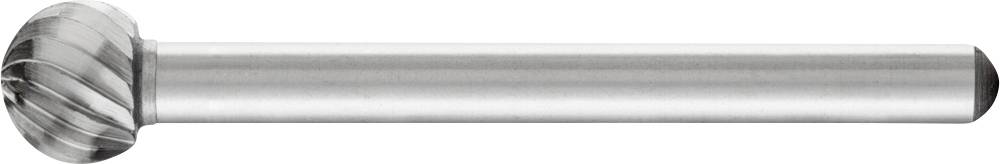 Fräsbohrer mit kugelförmigem Kopf und geriffelter Oberfläche zum präzisen Schneiden und Bearbeiten von Metalloberflächen.