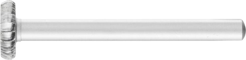 Ein silberner, gerippter Metallstift mit rundem Kopf; vermutlich eine Maschinenschraube oder Befestigungselement.