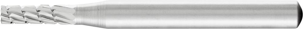 Ein zylindrischer Fräser aus Metall mit spiralförmigen Schneidkanten, häufig verwendet in der Metallbearbeitung für präzise Schnitte.
