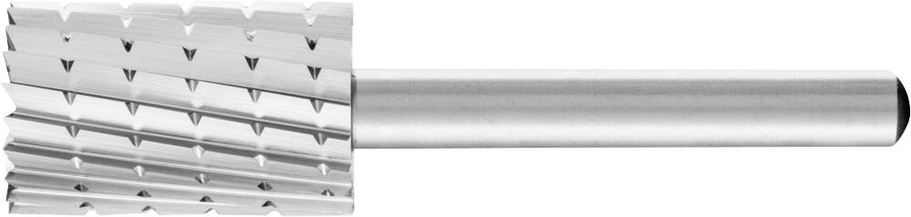 Frässtift mit zylindrischem Kopf und kreuzverzahnten Schneiden, geeignet für das Bearbeiten von Metalloberflächen.