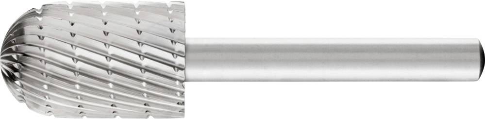 Metallfräser mit kugelförmigem Kopf und geriffelter Oberfläche, verwendet zum Schleifen oder Formen von Materialien.