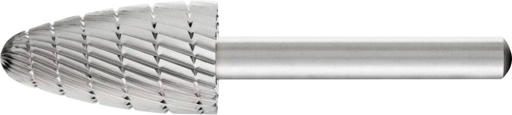 Ein zylindrisch-spitz zulaufender Frässtift aus Metall mit spiralgenuteter Oberfläche, die zur Bearbeitung von Materialoberflächen dient.