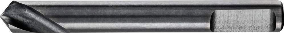 Ein Spiralbohrer aus Metall, seitlich liegend, zeigt die spiralförmige Schneide, die zum Bohren in verschiedene Materialien verwendet wird.