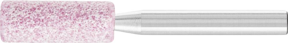 Ein rosafarbener, zylindrischer Schleifaufsatz mit einem metallischen Schaft, verwendet für Nagelpflege oder Schleifarbeiten.