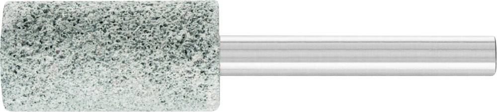 Ein zylindrischer Schleifstein mit grauer, rauer Oberfläche und metallischem Griff, verwendet für Präzisionsschleifarbeiten.